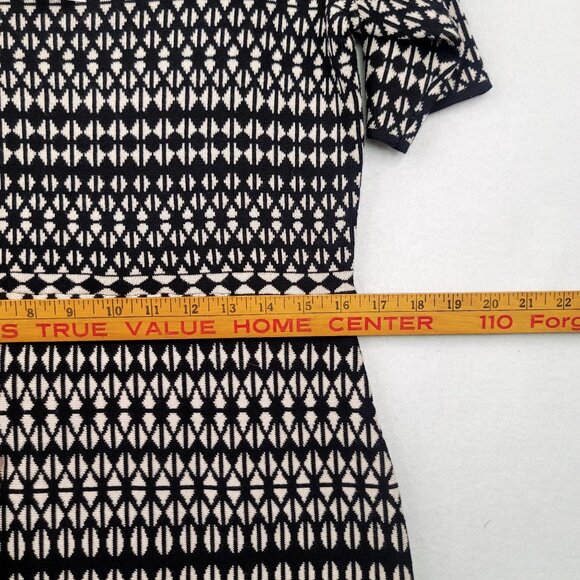 Dressbarn Womens Geometric Print Knit Dress Black Cream Medium - Picture 10 of 11